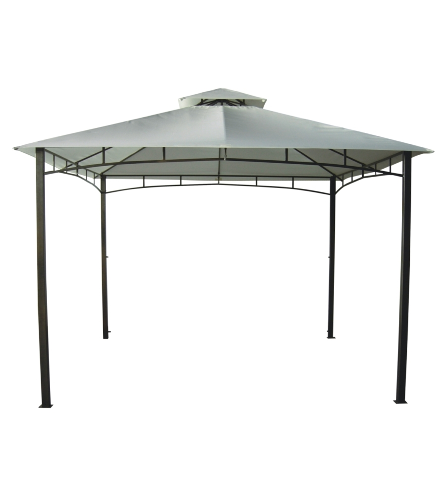 GAZEBO DA GIARDINO CON DOPPIO TETTO EUROGARDEN "DELUXE" IN ACCIAIO ECRÙ 3X3 M